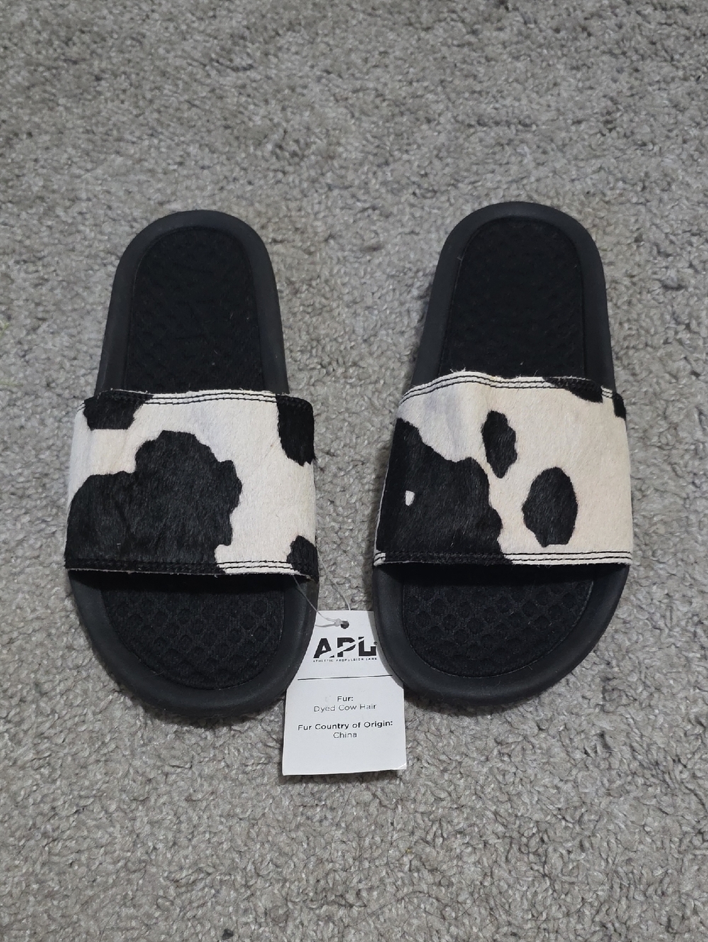 APL Cow Print Dyed Calf Hair Limited Edition Slip On Iconic Slides Shoes Sz 6